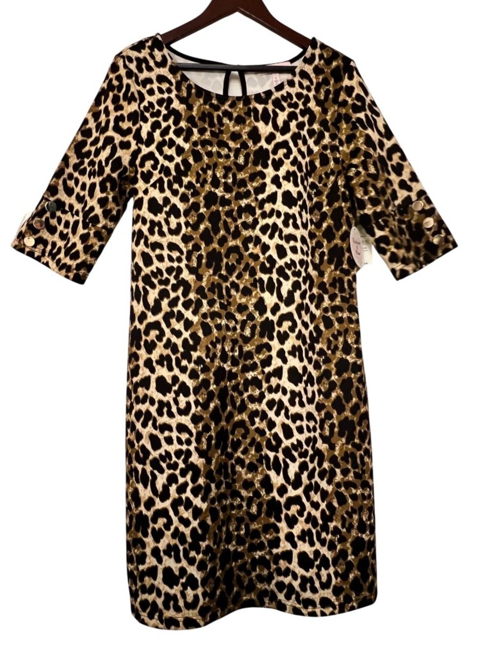 Harlow & Rose Leopard Print Dress L Relaxed Fit NWT Casual Party/Evening Boho
